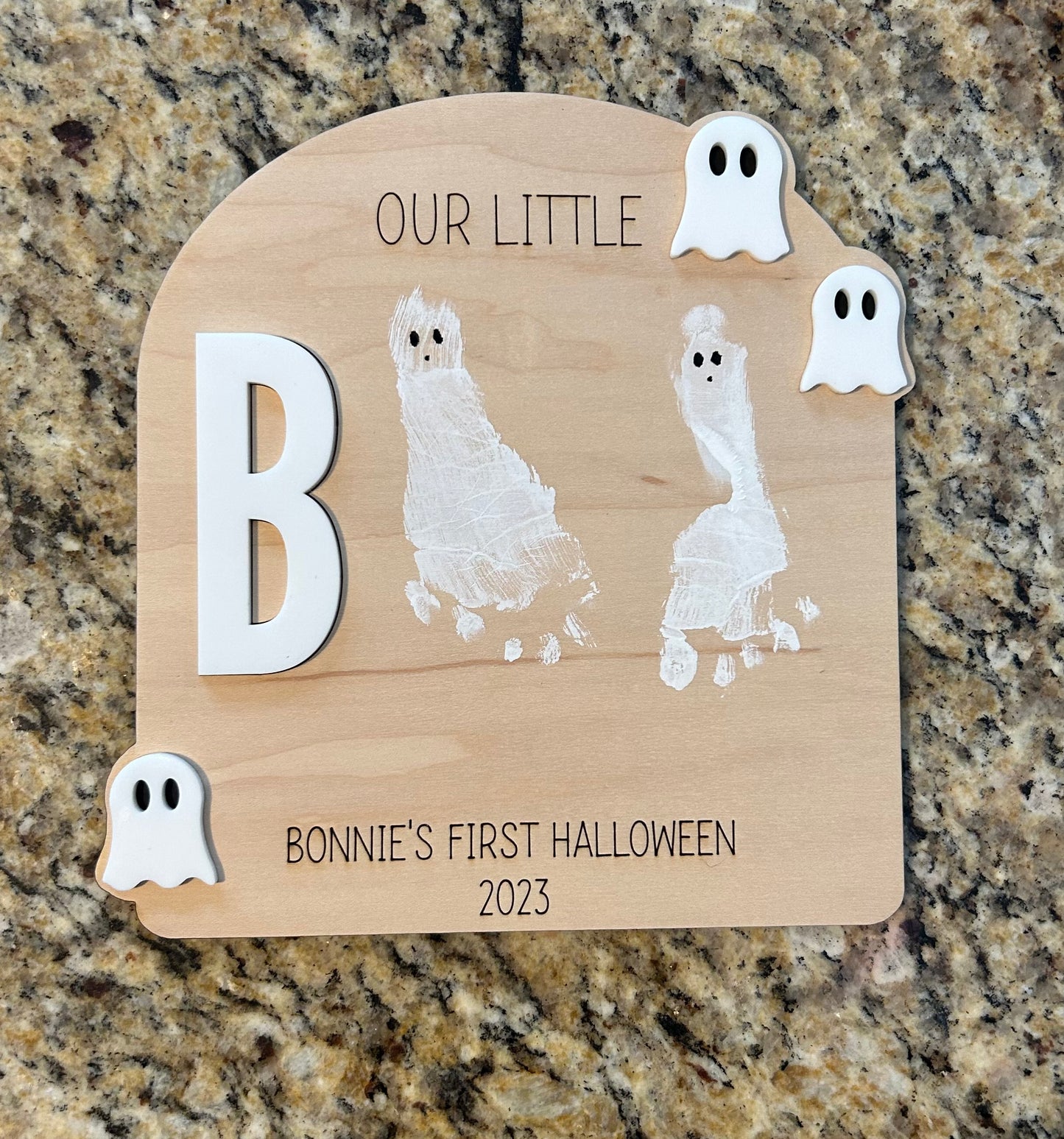 Baby’s first Halloween foot print plaque