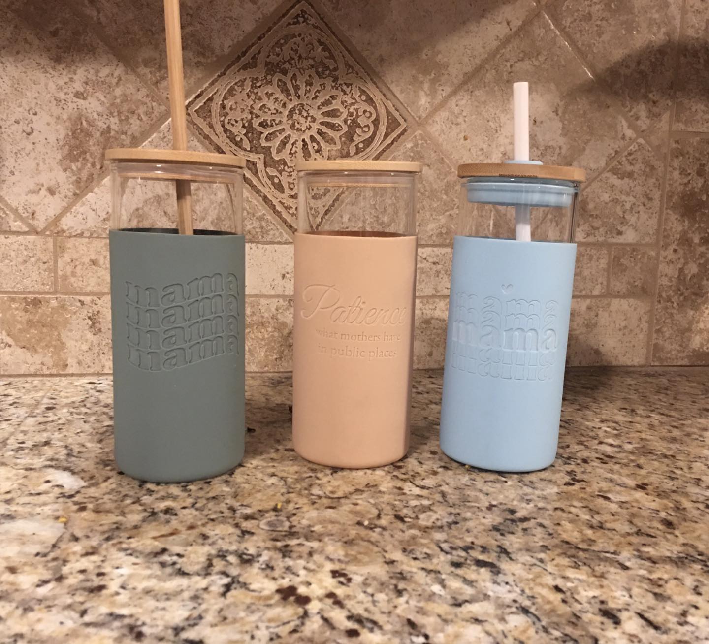 Glass Tumbler with bamboo straw