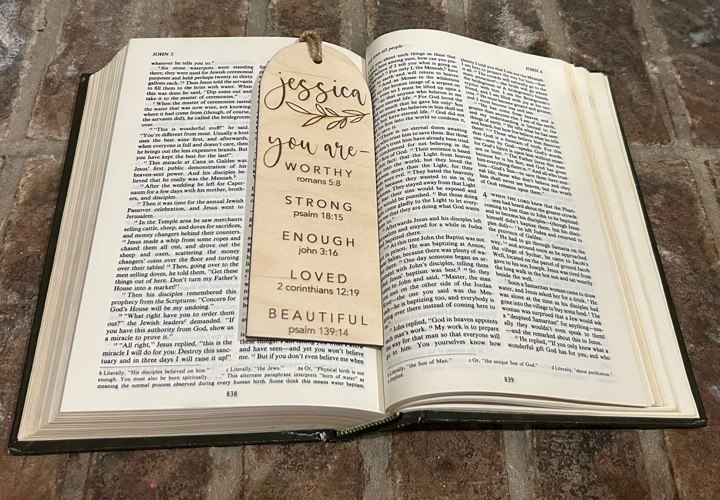 Wood engraved bookmark
